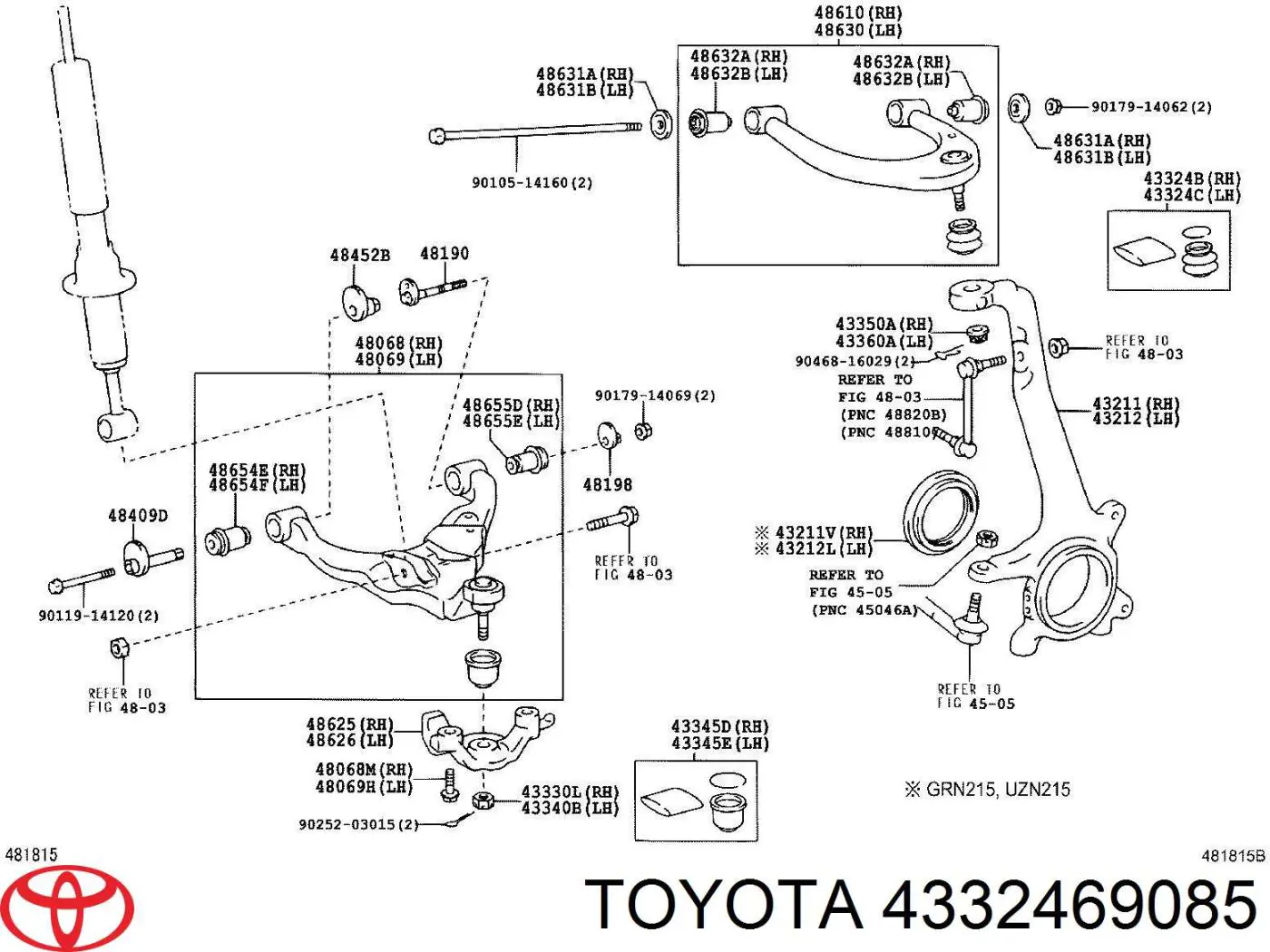 4332469085 Toyota Osłona sworznia wahacza górnego (druga nazwa - osłona sworznia zwrotnicy górnego)