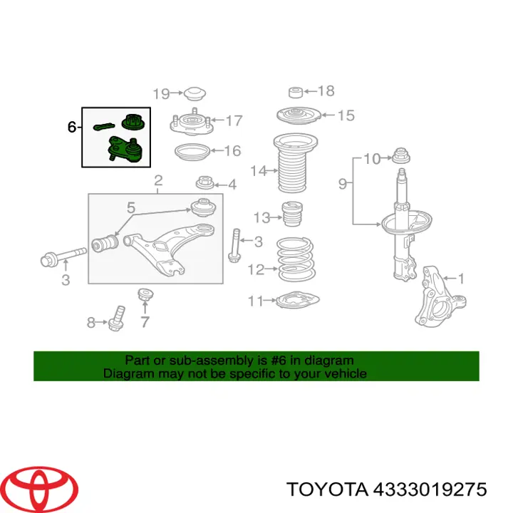 4333019275 Toyota Sworzeń wahacza dolny