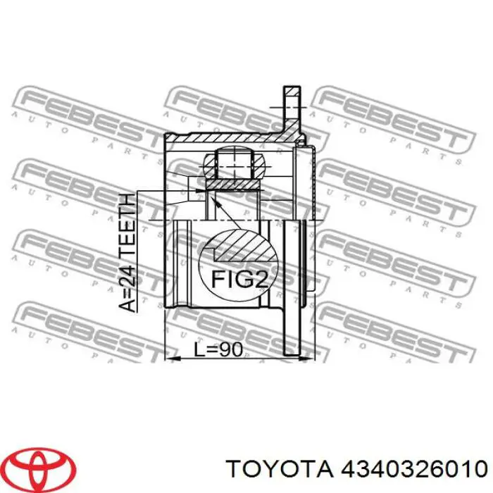 Przegub homokinetyczny przedni wewnętrzny do Toyota Hiace IV H1, H2