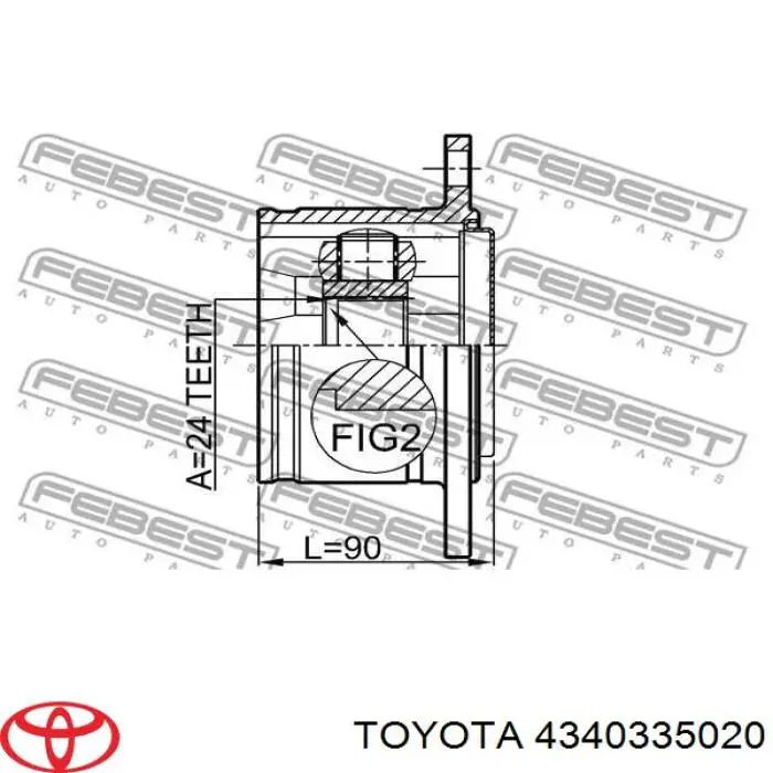 Przegub homokinetyczny przedni wewnętrzny Toyota 4340335020 cena, od 64,04 USD