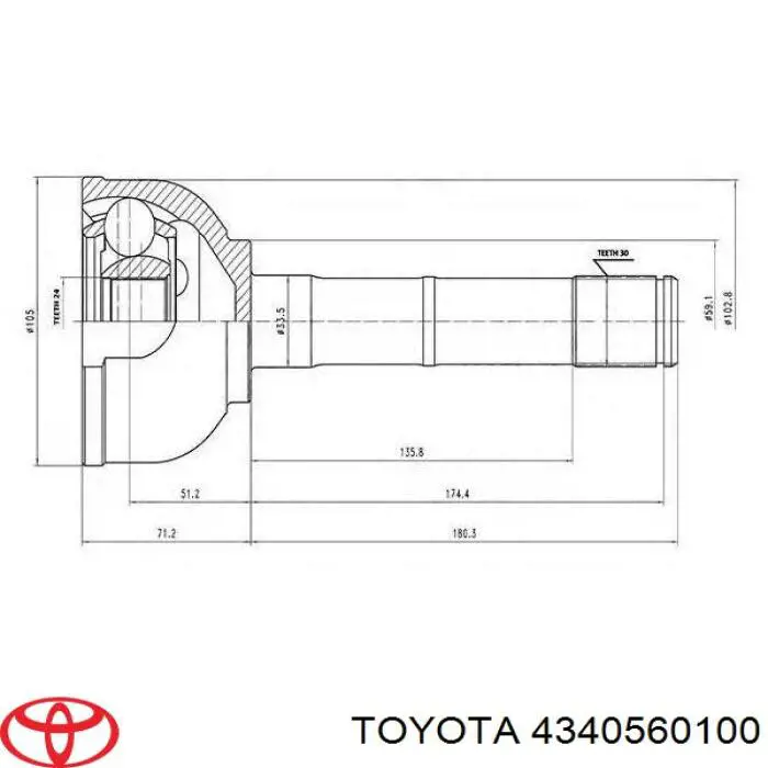 Do koszyka 4340560100 Toyota Przegub homokinetyczny przedni zewnętrzny