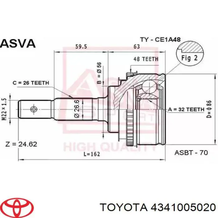 4341005020 Toyota półoś napędowa przednia prawa