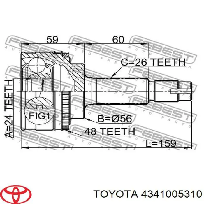 4341005310 Toyota Półoś napędowa przednia prawa