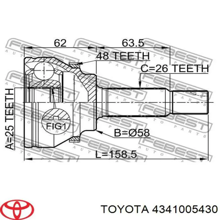 4341005430 Toyota Półoś napędowa przednia prawa