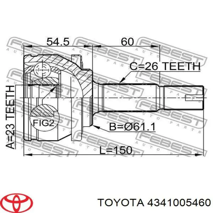 4341005461 Toyota Półoś napędowa przednia prawa
