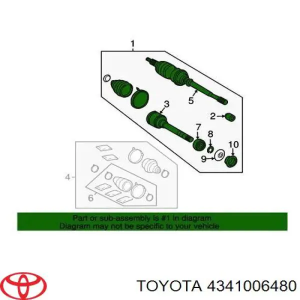 Półoś napędowa przednia prawa Toyota 4341006480 cena, od 362,10 USD