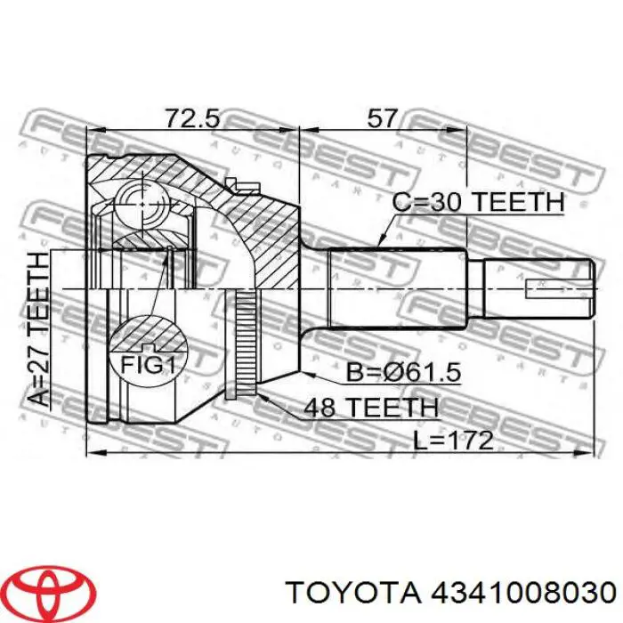 Półoś napędowa przednia prawa Toyota Sienna minivan (L2) (2003 - 2009) cena, od 180,90 USD