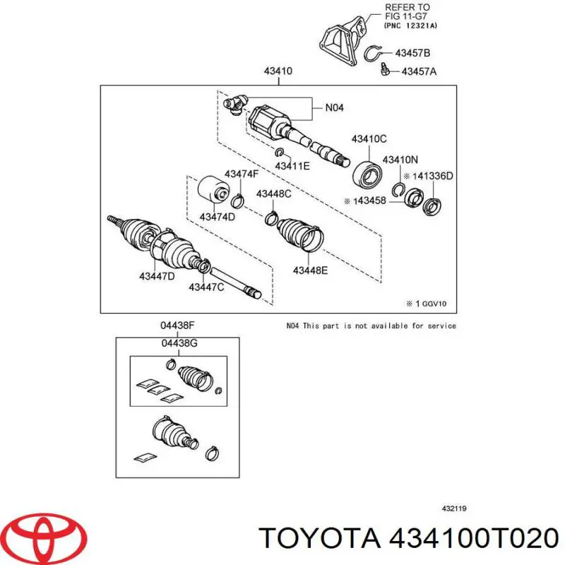 434100T020 Toyota Półoś napędowa przednia prawa