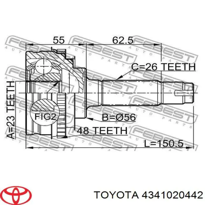 Do koszyka Półoś napędowa przednia prawa Toyota Carina II T17