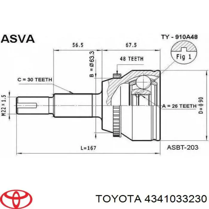 Do koszyka 4341033230 Toyota Półoś napędowa przednia prawa