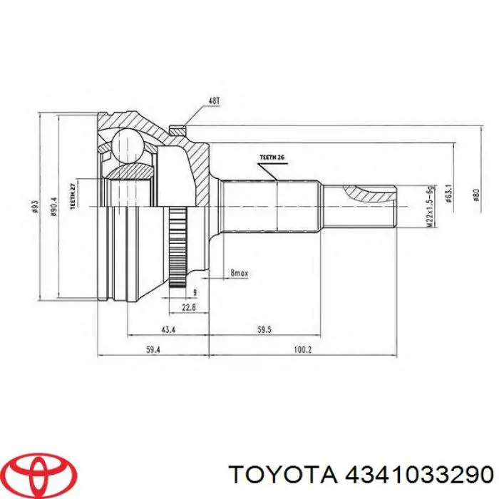 Do koszyka 4341033290 Toyota Półoś napędowa przednia prawa
