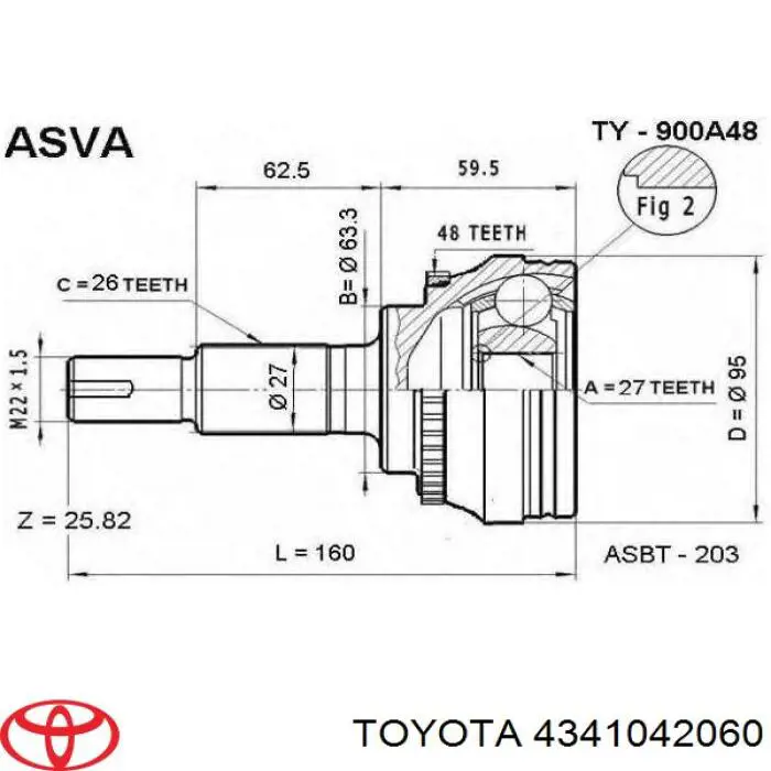 Półoś napędowa przednia prawa Toyota 4341042060 cena, od 93,64 USD