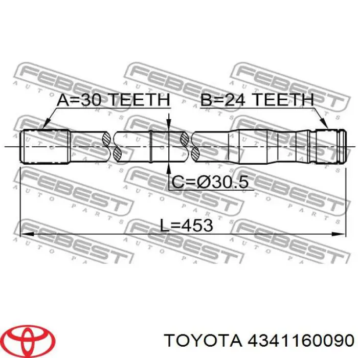 Wał napędowy półosi pośredni Toyota 4341160090 cena, od 67,22 USD