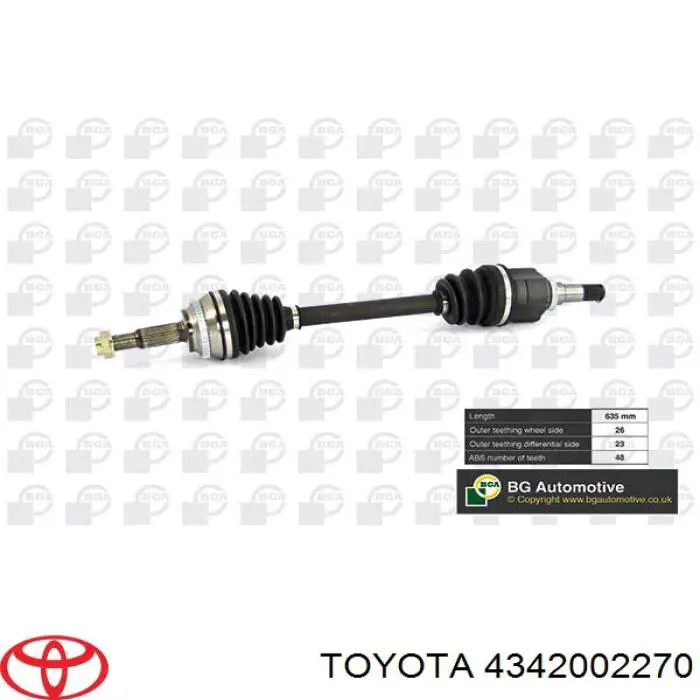Półoś napędowa przednia lewa Toyota 4342002270 cena, od 111,44 USD