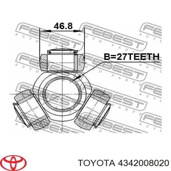 Półoś napędowa przednia lewa Toyota 4342008020 cena, od 133,89 USD