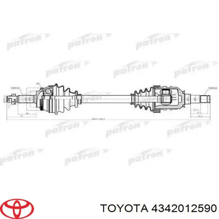 Półoś napędowa przednia lewa Toyota 4342012590 cena, od 169,40 USD