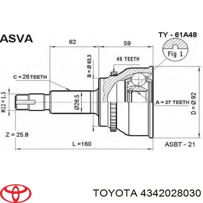 4342028030 Toyota Półoś napędowa przednia lewa