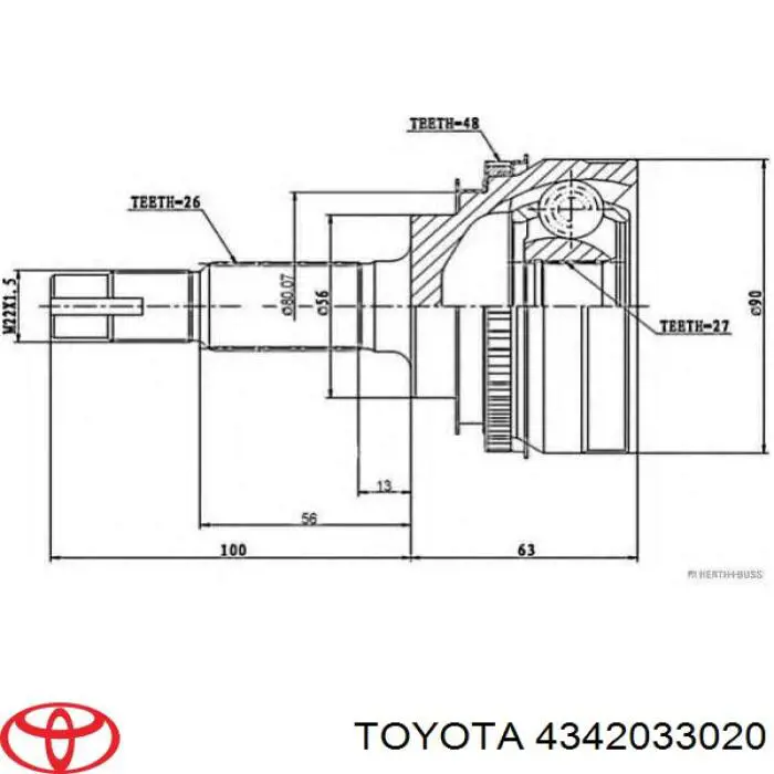 Półoś napędowa przednia lewa Toyota 4342033020 cena, od 178,21 USD