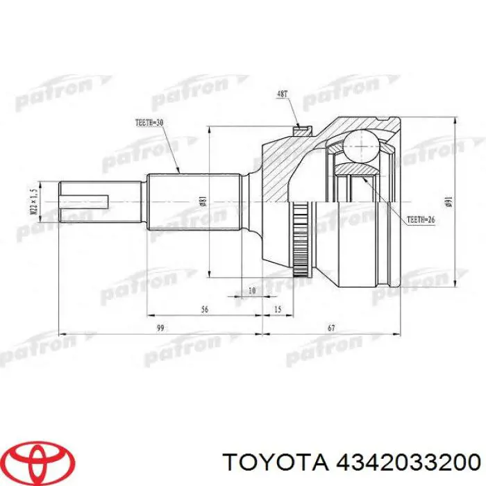 4342033200 Toyota Półoś napędowa przednia lewa