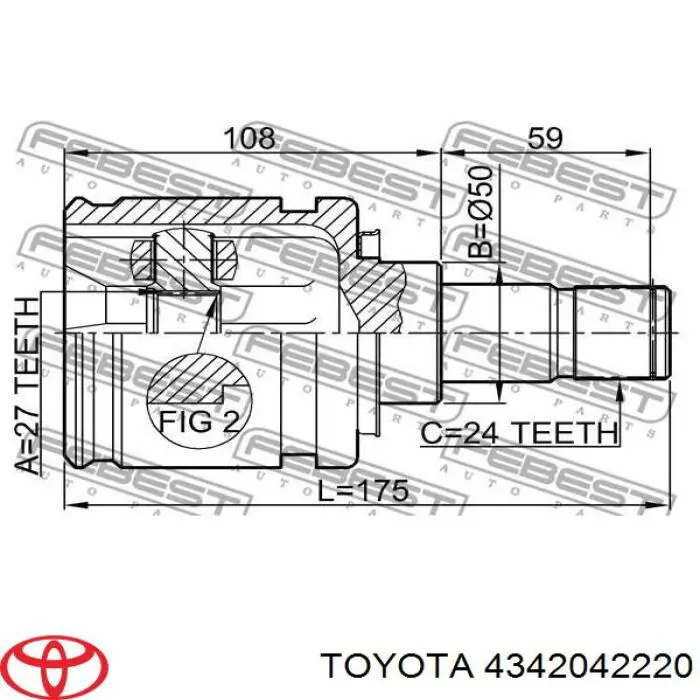 4342042220 Toyota Półoś napędowa przednia lewa
