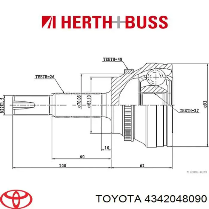 Półoś napędowa przednia lewa Toyota 4342048090 cena, od 144,76 USD