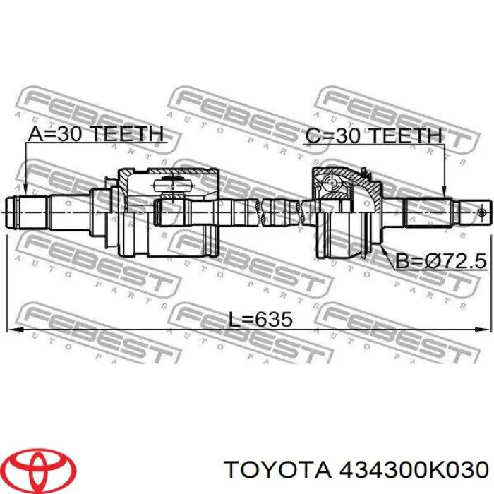 434300K030 Toyota Półoś napędowa przednia