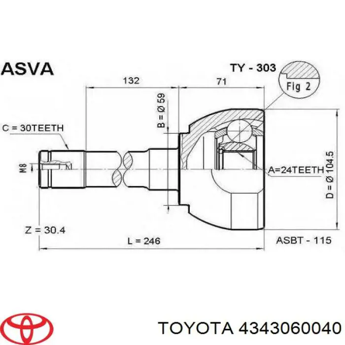 Do koszyka 4346069145 Toyota Półoś napędowa przednia