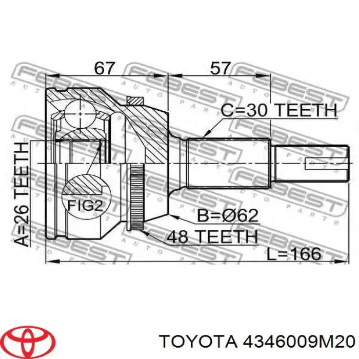 4346009M20 Toyota Półoś napędowa przednia prawa