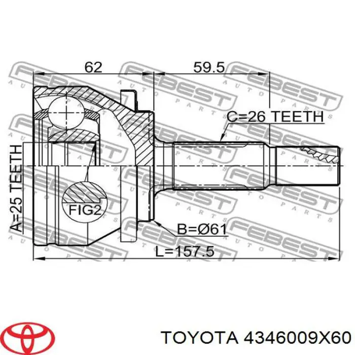Półoś napędowa przednia prawa Toyota 4346009X60 cena, od 68,10 USD