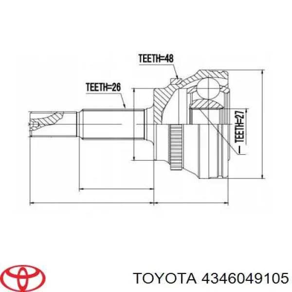 4346049355 Toyota Półoś napędowa przednia prawa