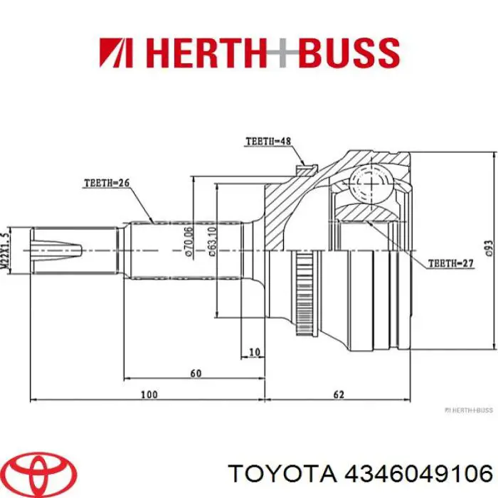 Do koszyka 4346049355 Toyota Półoś napędowa przednia prawa