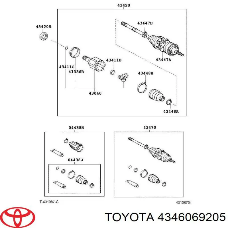 4346069205 Toyota Półoś napędowa przednia prawa