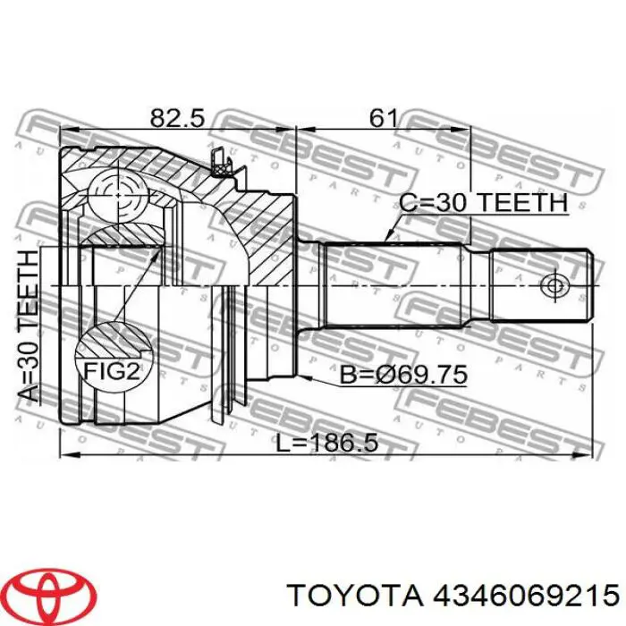 Przegub homokinetyczny przedni zewnętrzny Toyota 4346069215 cena, od 36,99 USD