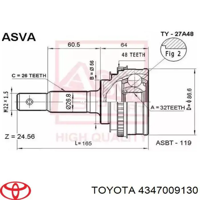 4347009130 Toyota półoś napędowa przednia prawa