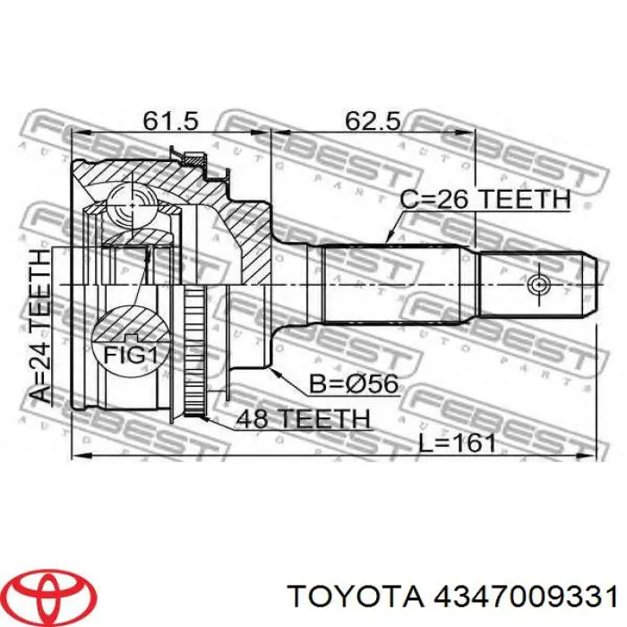 Półoś tylna Toyota 4347009331 cena, od 811,17 USD