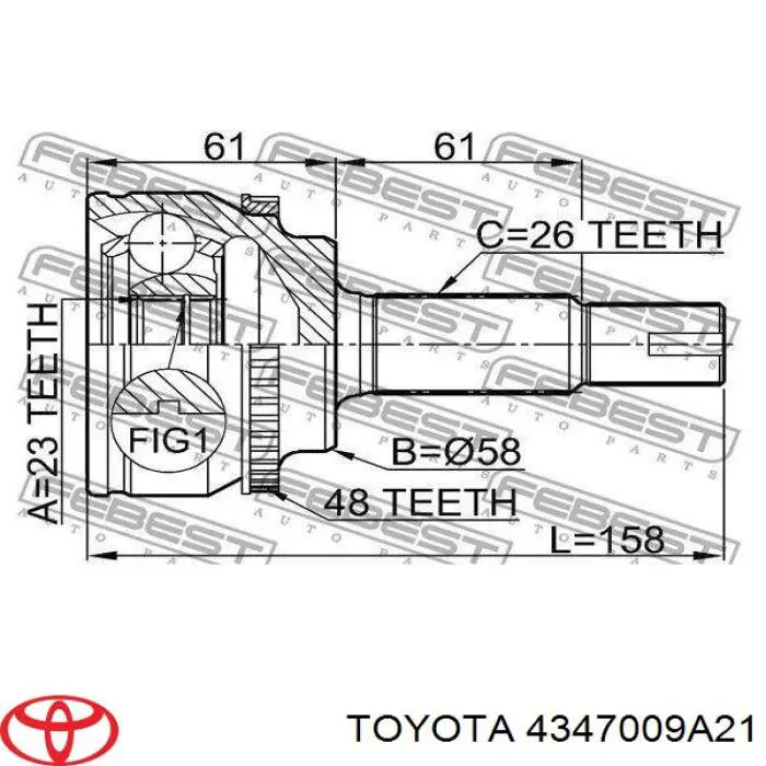 4347009A21 Toyota Półoś napędowa przednia lewa