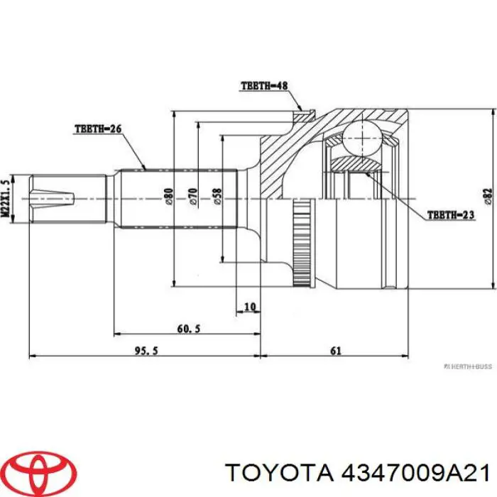Półoś napędowa przednia lewa Toyota 4347009A21 cena, od 28,63 USD