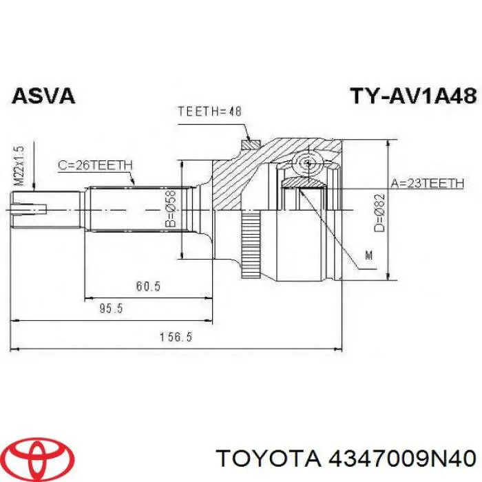 4347009N40 Toyota Półoś napędowa przednia lewa