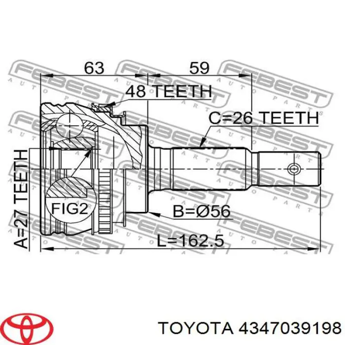 4347039198 Toyota Półoś napędowa przednia prawa