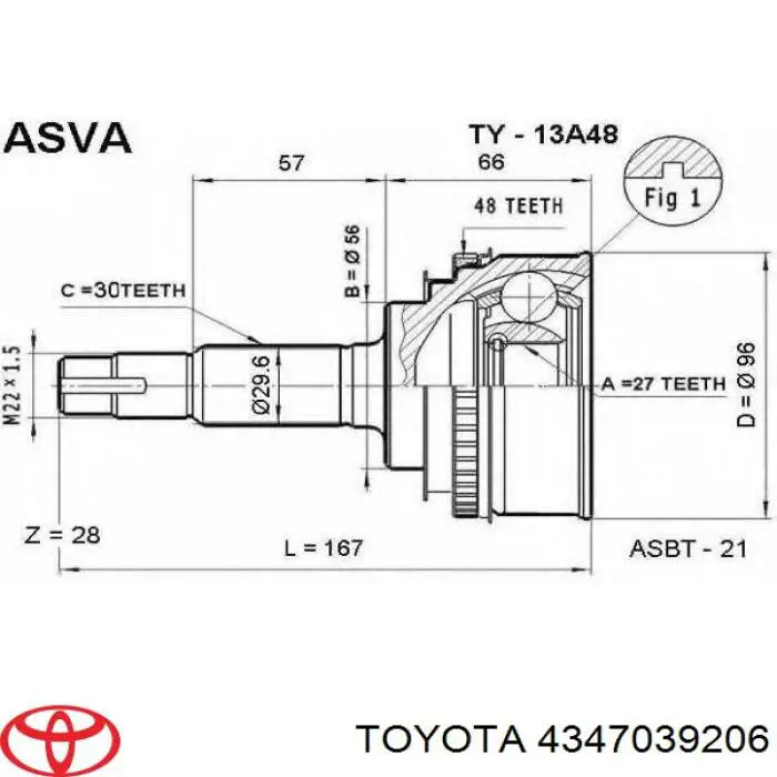 Przegub homokinetyczny przedni zewnętrzny Toyota 4347039206 cena, od 817,46 USD