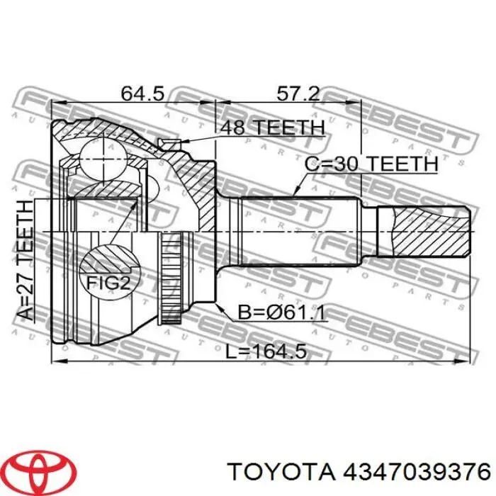 Półoś napędowa przednia lewa Toyota 4347039376 cena, od 872,78 USD