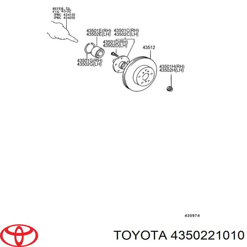 Piasta przednia Toyota 4350221010 cena, od 37,35 USD