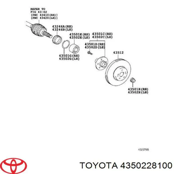 4350228100 Toyota piasta przednia