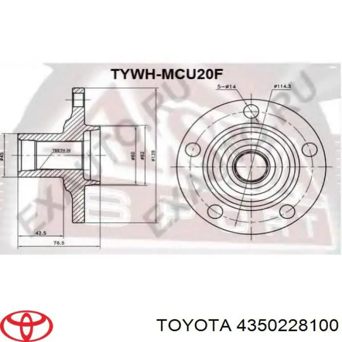 Piasta przednia Toyota 4350228100 cena, od 61,98 USD