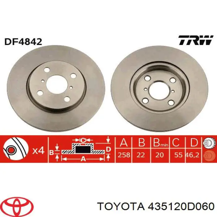 435120D060 Toyota Tarcza hamulcowa przednia