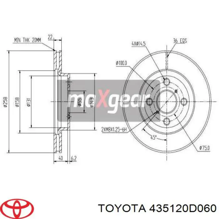 Tarcza hamulcowa przednia Toyota 435120D060 cena, od 40,28 USD