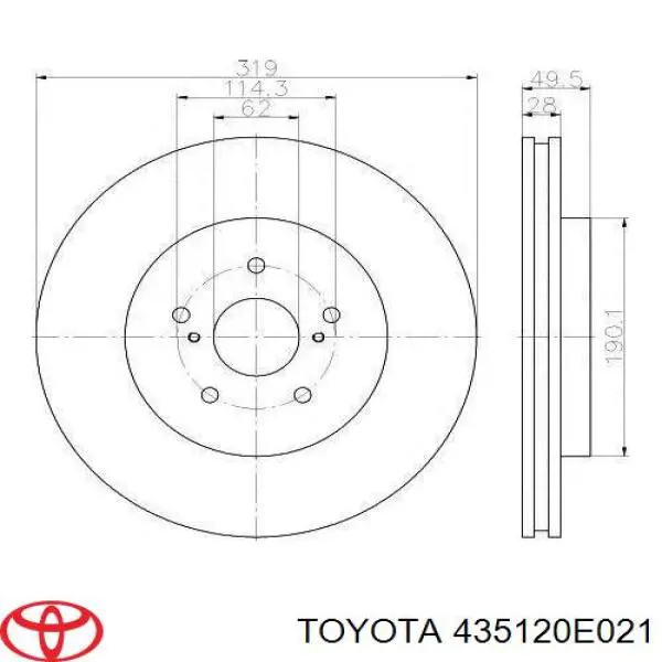 435120E021 Toyota Tarcza hamulcowa przednia
