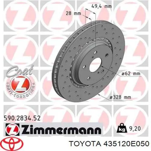 Tarcza hamulcowa przednia Toyota 435120E050 cena, od 107,64 USD