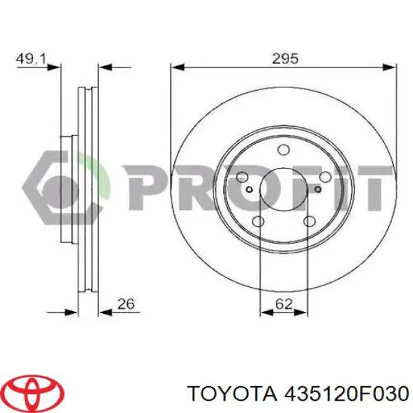 435120F030 Toyota Tarcza hamulcowa przednia