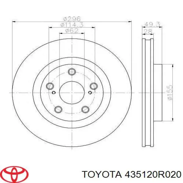 Tarcza hamulcowa przednia 435120R020 Toyota